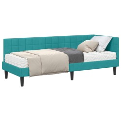 Cadre de lit d'angle avec matelas 2 pcs Turquoise Velours 542367542367