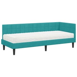 Cadre de lit d'angle avec matelas 2 pcs Turquoise Velours 542367542367