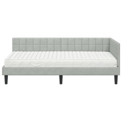 Cadre de lit d'angle avec matelas 2 pcs Gris clair Velours 542370542370