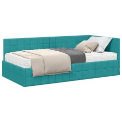 Cadre de lit d'angle avec matelas 2 pcs Turquoise Velours 542372542372