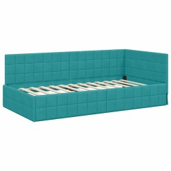 Cadre de lit d'angle avec matelas 2 pcs Turquoise Velours 542372542372