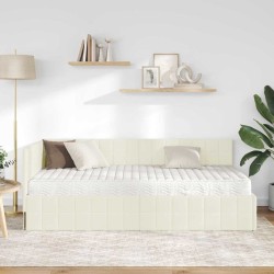 Cadre de lit d'angle avec matelas 2 pcs Crème Velours 542373542373
