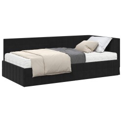 Cadre de lit d'angle avec matelas 2 pcs Noir Velours 542374542374