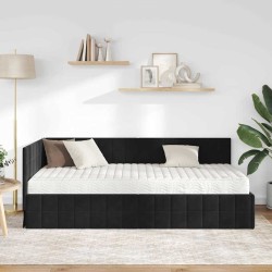 Cadre de lit d'angle avec matelas 2 pcs Noir Velours 542374542374
