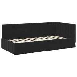 Cadre de lit d'angle avec matelas 2 pcs Noir Velours 542374542374