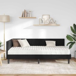 Cadre de lit d'angle avec matelas 2 pcs Noir Velours 542376542376