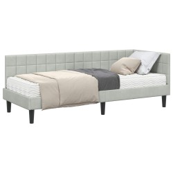Cadre de lit d'angle avec matelas 2 pcs Gris clair Velours 542378542378