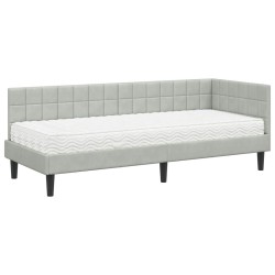 Cadre de lit d'angle avec matelas 2 pcs Gris clair Velours 542378542378
