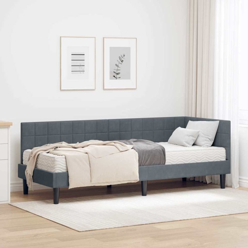 Cadre de lit d'angle avec matelas 2 pcs Gris Velours 542379542379