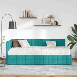 Cadre de lit d'angle avec matelas 2 pcs Turquoise Velours 542380542380