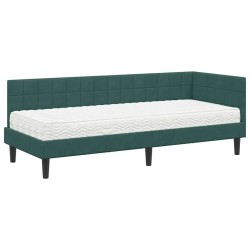 Cadre de lit d'angle avec matelas 2 pcs Vert Velours 542381542381