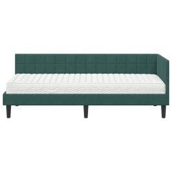 Cadre de lit d'angle avec matelas 2 pcs Vert Velours 542381542381