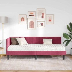 Cadre de lit d'angle avec matelas 2 pcs Vert Velours 542382542382