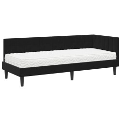 Cadre de lit d'angle avec matelas 2 pcs Noir Velours 542383542383