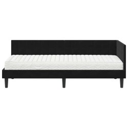 Cadre de lit d'angle avec matelas 2 pcs Noir Velours 542383542383