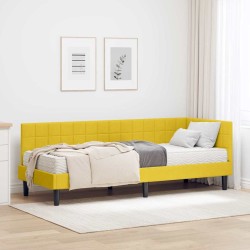 Cadre de lit d'angle avec matelas 2 pcs Jaune Velours 542385542385