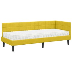 Cadre de lit d'angle avec matelas 2 pcs Jaune Velours 542385542385