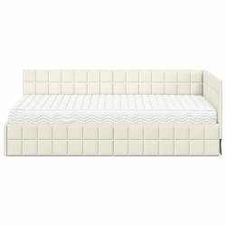 Cadre de lit d'angle avec matelas 2 pcs Crème Velours 542386542386