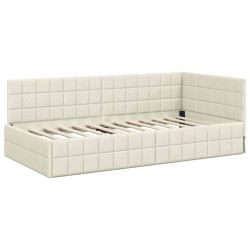 Cadre de lit d'angle avec matelas 2 pcs Crème Velours 542386542386