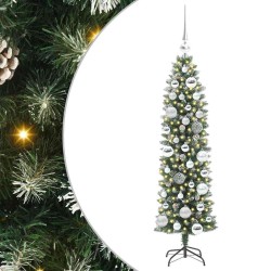 Arbre de Noël artificiel slim avec 150 LED Vert et blanc 120 cm 542450542450