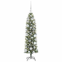 Arbre de Noël artificiel slim avec 150 LED Vert et blanc 120 cm 542450542450