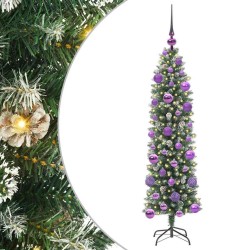 Arbre de Noël artificiel slim avec 150 LED Vert et blanc 120 cm 542451542451