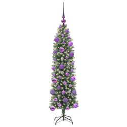 Arbre de Noël artificiel slim avec 150 LED Vert et blanc 120 cm 542451542451