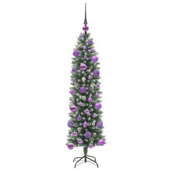 Arbre de Noël artificiel slim avec 150 LED Vert et blanc 120 cm 542451542451