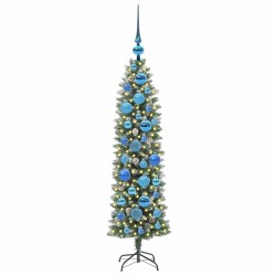 Arbre de Noël artificiel slim avec 150 LED Vert et blanc 120 cm 542452542452
