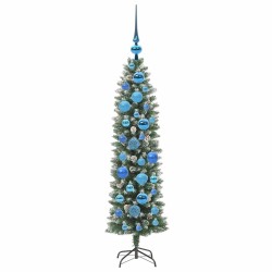 Arbre de Noël artificiel slim avec 150 LED Vert et blanc 120 cm 542452542452