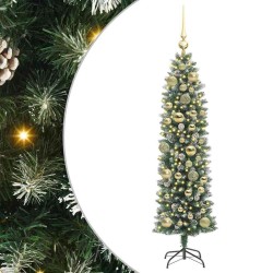 Arbre de Noël artificiel slim avec 150 LED Vert et blanc 120 cm 542453542453