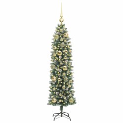 Arbre de Noël artificiel slim avec 150 LED Vert et blanc 120 cm 542453542453