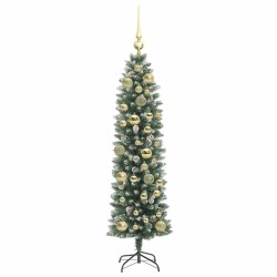 Arbre de Noël artificiel slim avec 150 LED Vert et blanc 120 cm 542453542453