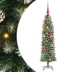 Arbre de Noël artificiel slim avec 150 LED Vert et blanc 120 cm 542454542454