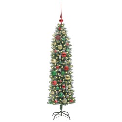 Arbre de Noël artificiel slim avec 150 LED Vert et blanc 120 cm 542454542454