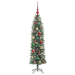 Arbre de Noël artificiel slim avec 150 LED Vert et blanc 120 cm 542454542454