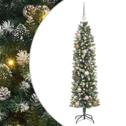 Arbre de Noël artificiel slim avec 150 LED Vert et blanc 150 cm 542455542455