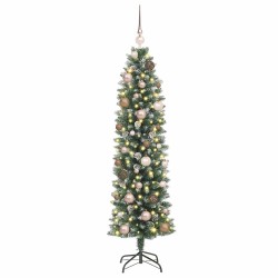 Arbre de Noël artificiel slim avec 150 LED Vert et blanc 150 cm 542455542455