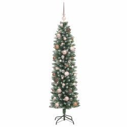 Arbre de Noël artificiel slim avec 150 LED Vert et blanc 150 cm 542455542455