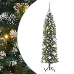 Arbre de Noël artificiel slim avec 150 LED Vert et blanc 150 cm 542456542456