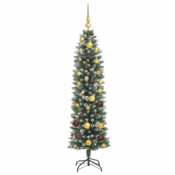 Arbre de Noël artificiel slim avec 150 LED Vert et blanc 150 cm 542457542457