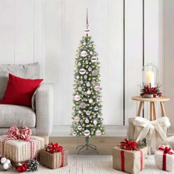 Arbre de Noël artificiel slim avec 150 LED Vert et blanc 120 cm 542460542460