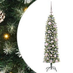 Arbre de Noël artificiel slim avec 150 LED Vert et blanc 120 cm 542460542460
