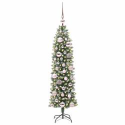 Arbre de Noël artificiel slim avec 150 LED Vert et blanc 120 cm 542460542460
