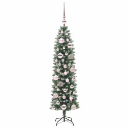 Arbre de Noël artificiel slim avec 150 LED Vert et blanc 120 cm 542460542460