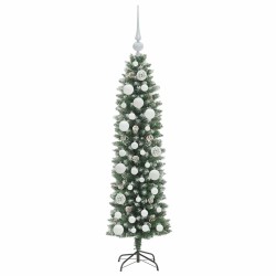 Arbre de Noël artificiel slim avec 150 LED Vert et blanc 120 cm 542473542473