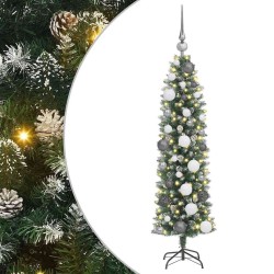 Arbre de Noël artificiel slim avec 150 LED Vert et blanc 120 cm 542492542492