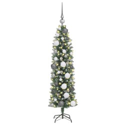 Arbre de Noël artificiel slim avec 150 LED Vert et blanc 120 cm 542492542492