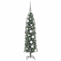 Arbre de Noël artificiel slim avec 150 LED Vert et blanc 120 cm 542492542492