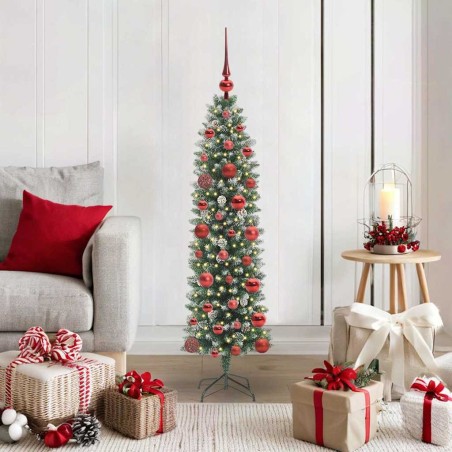 Arbre de Noël artificiel slim avec 150 LED Vert et blanc 120 cm 542493542493